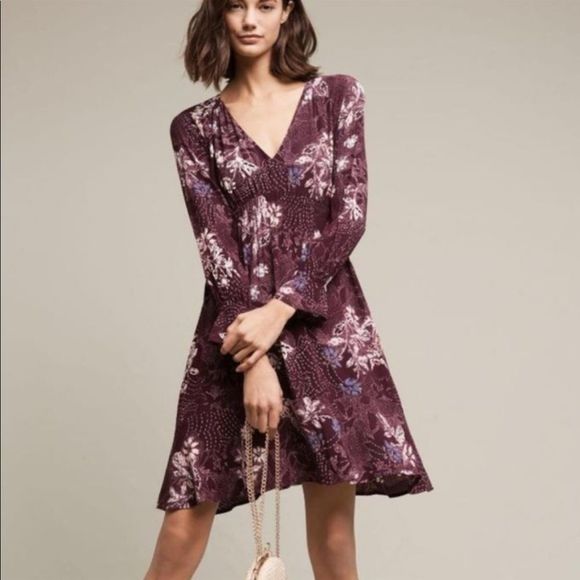 Anthropologie Maeve Monaco Ruffle Sleeve Dress Size Small - Picture 1 of 14